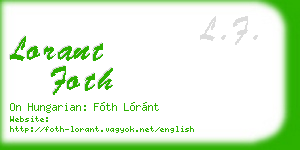 lorant foth business card